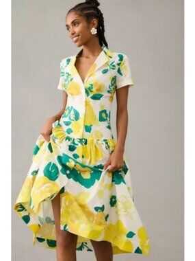 Anthropologie Plenty by Tracy Reese Short-Sleeve Flounce Dress Sz XS
